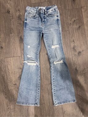 Girls Flying Monkey from Buckle Blue Distressed Flare Jeans size 10
